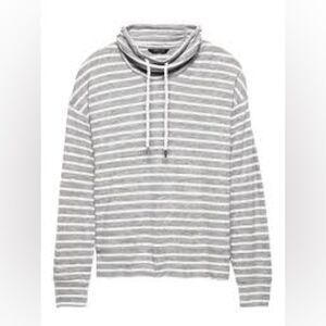 Banana Republic Funnel Neck Sweatshirt Grey White Stripe Size XL